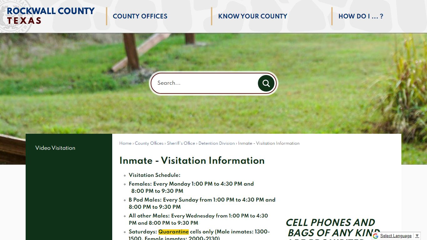 Inmate - Visitation Information | Rockwall County-Official Website