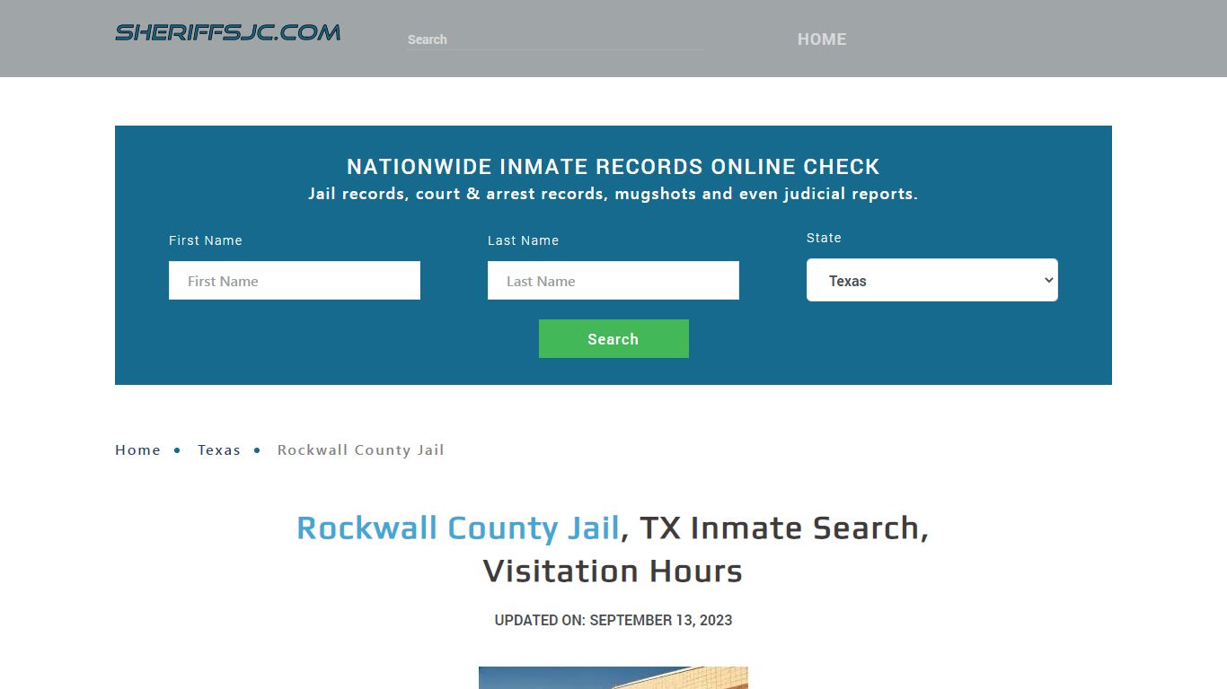 Rockwall County Jail, TX Inmate Search, Visitation Hours